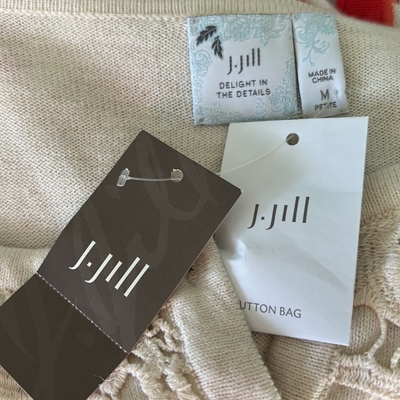 NWT J. Jill Delight in the Details Ivory Lace Crystal Button Cardigan - M / P - Picture 9 of 11